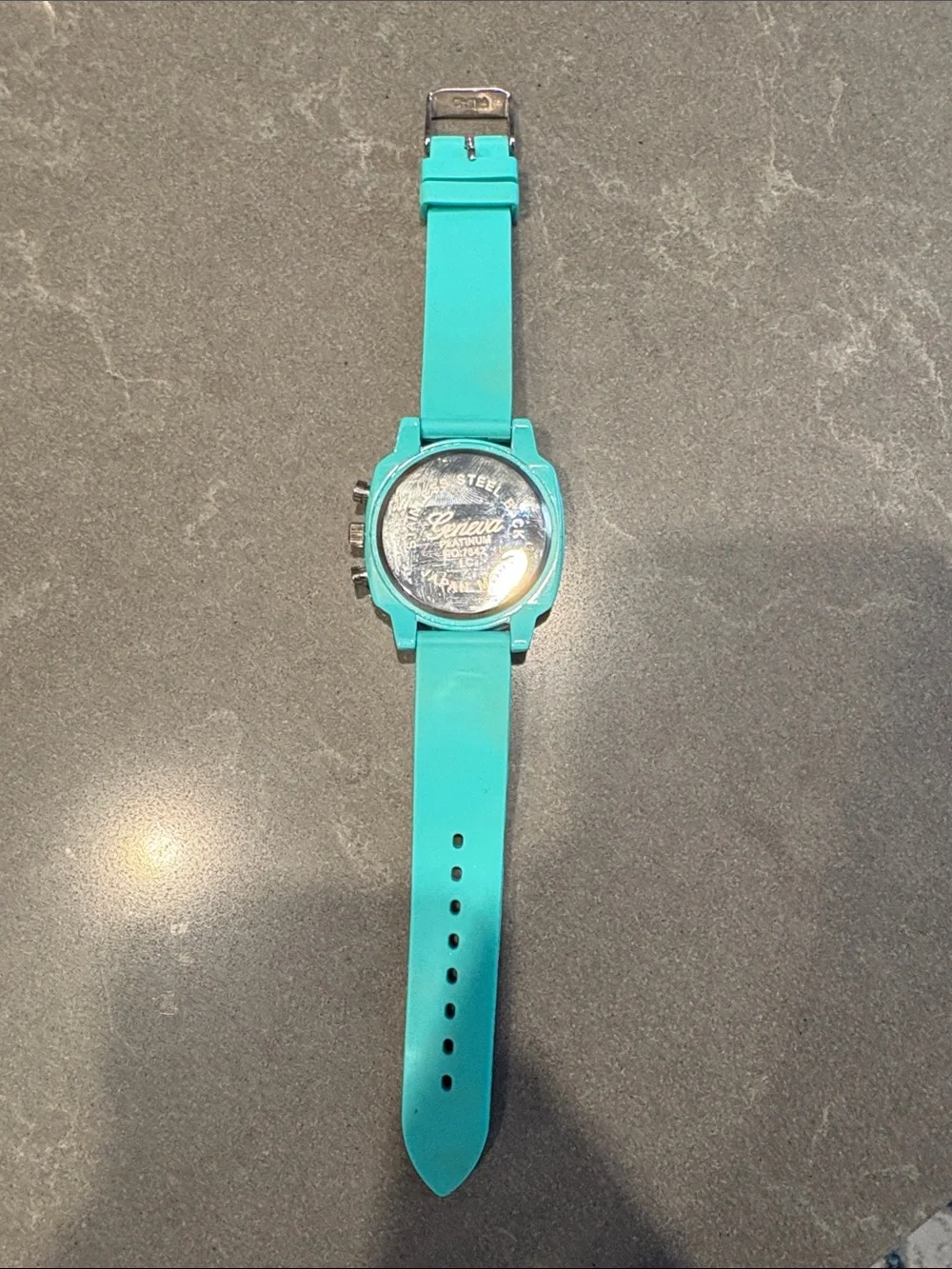 Geneva Platinum Teal Silicone Chronograph Watch